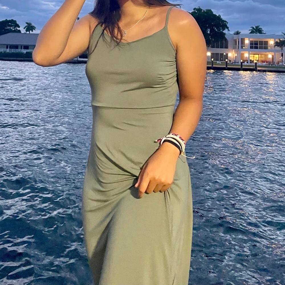 loft green maxi dress